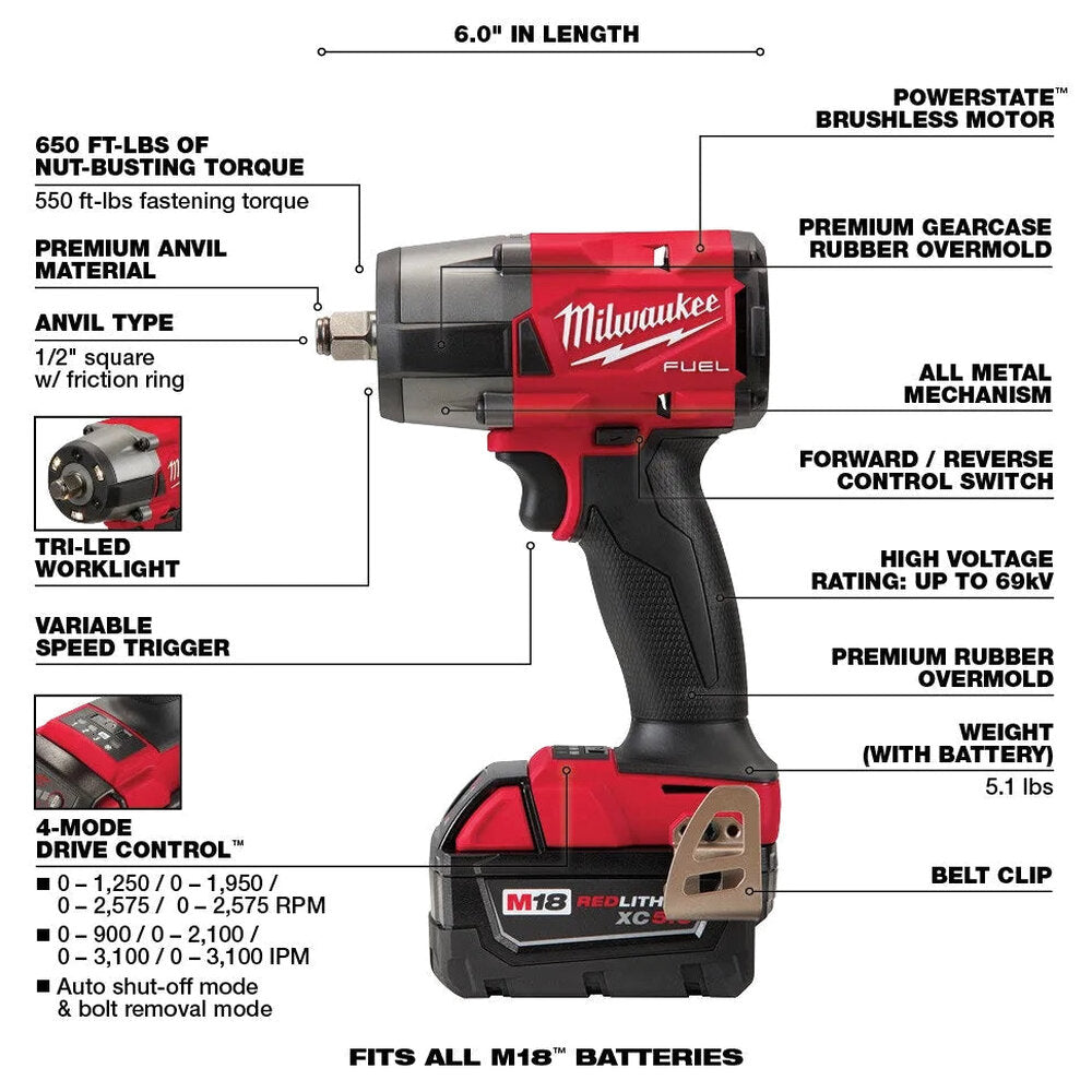 M18 FUEL 18V Lithium Ion Brushless Cordless 7 Tool Combo Kit 5.0 Ah