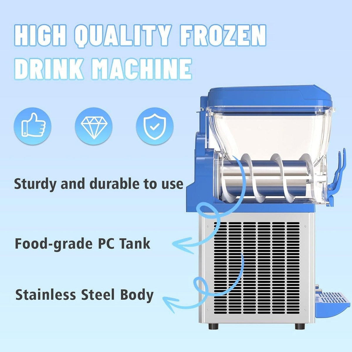 AnyDoor Commercial Slushy Machine 45l 1200w Blue - 300-X