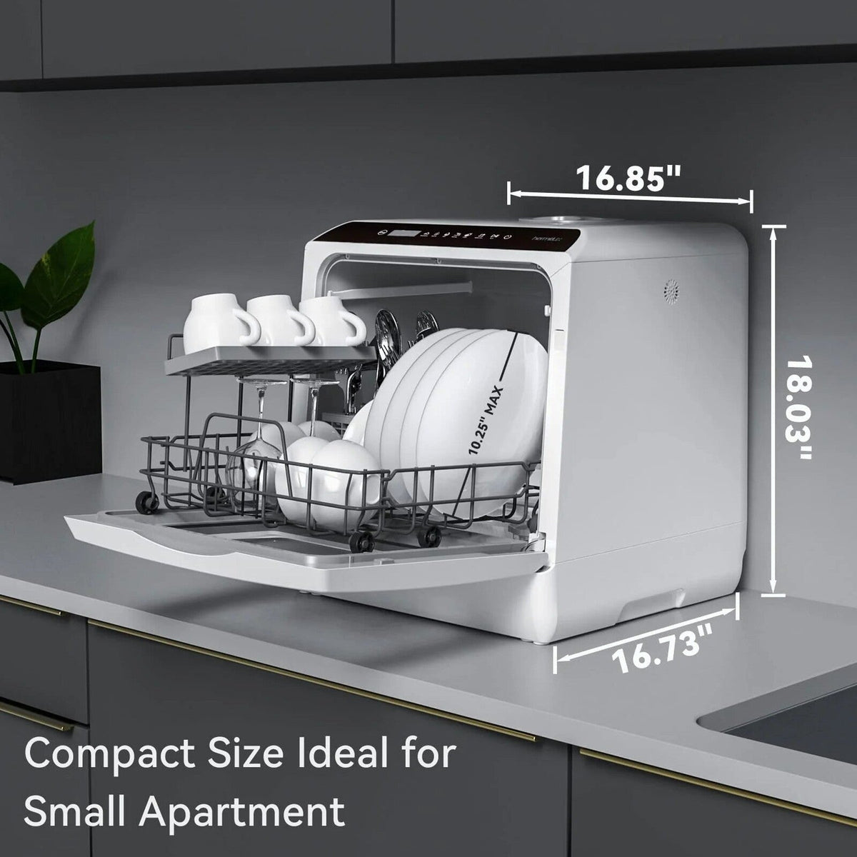 Hermitlux Countertop Dishwasher With 5-Liter Built-In Water Tank - 900W