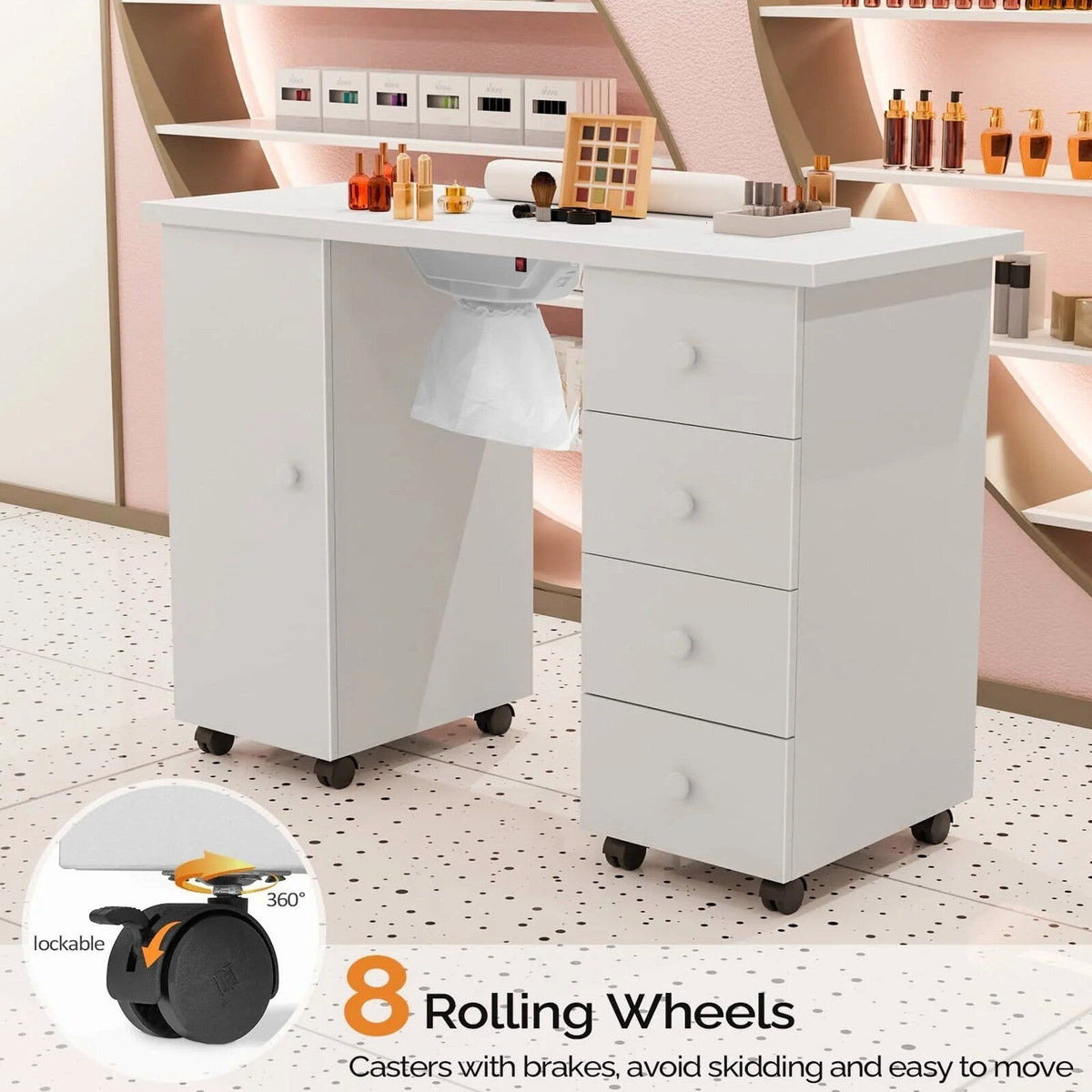 OmySalon Manicure Table Nail Desk With Electric Downdraft Vent