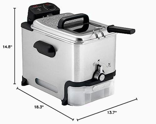 T-Fal Ultimate Steel Deep Fryer With Basket, 3.5 Liter Oil And 2.6 Pound Food Capacity - EZ Clean Pro