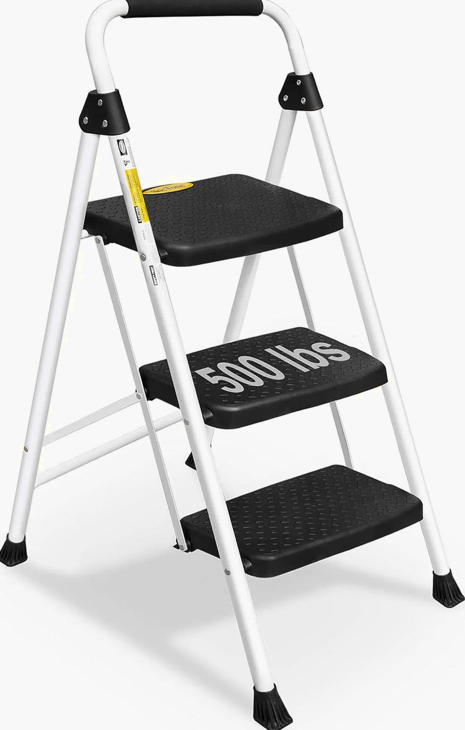 SocTone 3 Step Folding Step Ladder With Handle - 500 lb Capacity