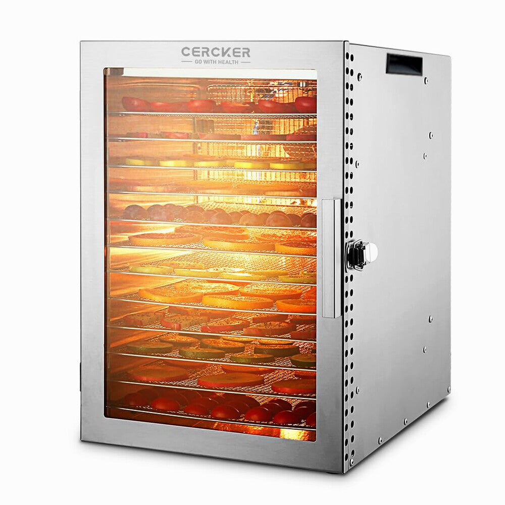 Cercker Food Dehydrator Machine With 12 Stainless Steel Trays