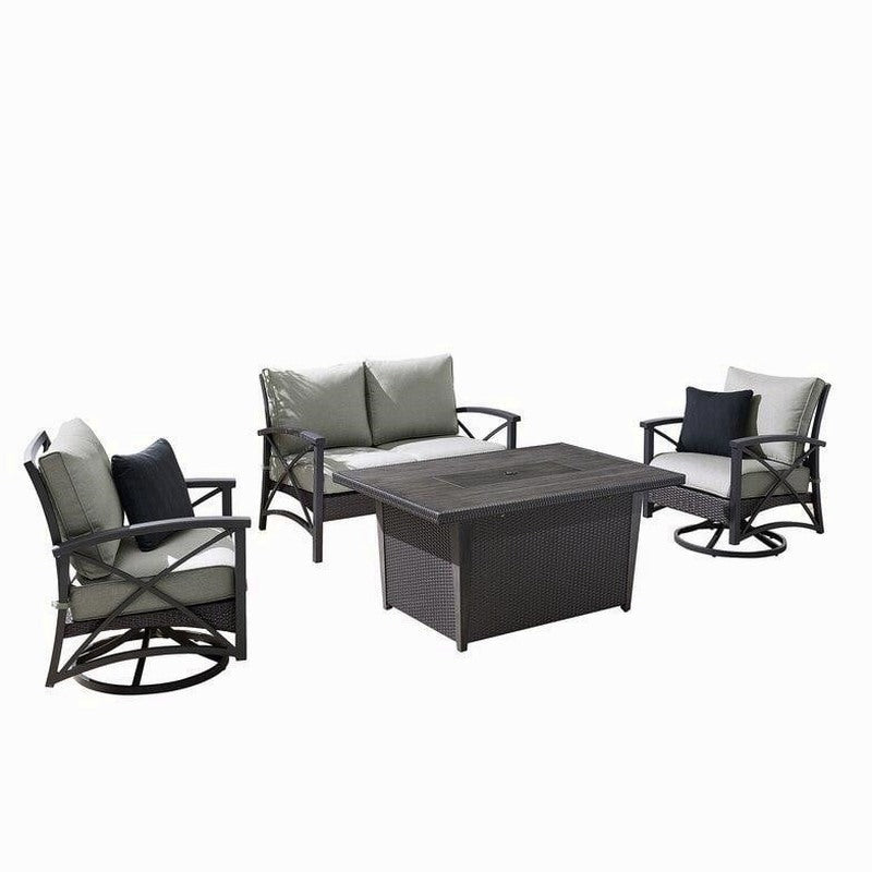 Martha Stewart Metal 4-Person Fire Pit Seating Group With Cushions