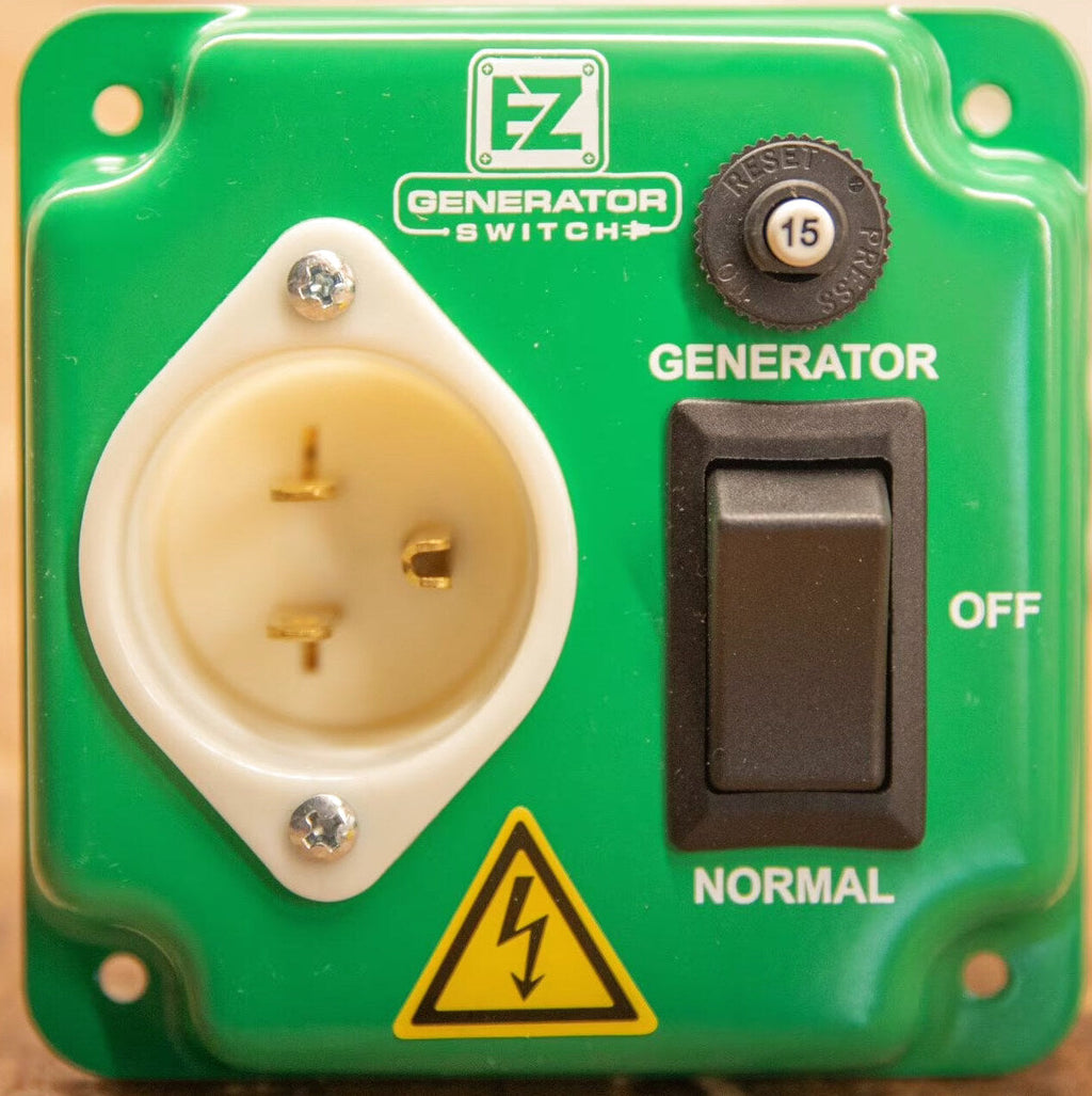 EZ Generator Switch 15A 125V Green Manual Transfer Electrical Switch