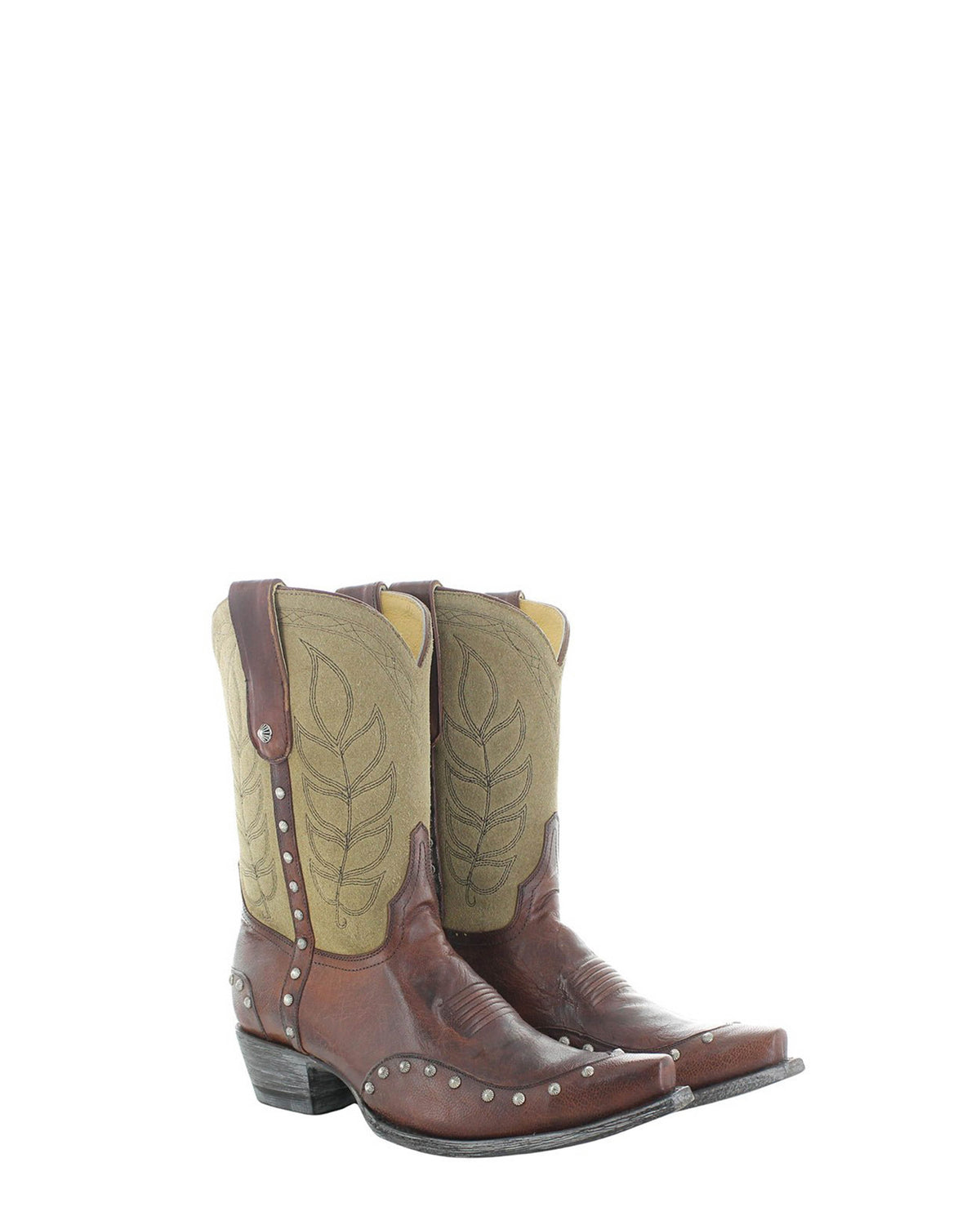 Women's Embroidered Short Cowgirl Boots - Whiskey