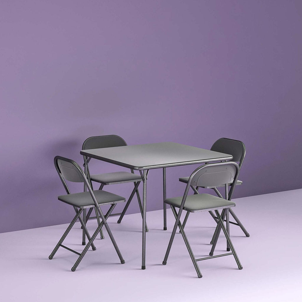 Cosco 5-Piece Folding Card Table Set, Black - Vinyl Seats - 37523BLK1W