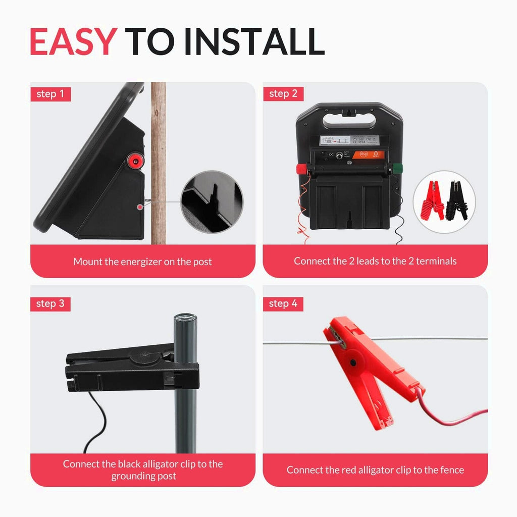 ANDMON Solar Electric Fence Charger, 10 Miles, 0.16J, Day/Night Mode - MINI160