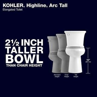 KOHLER Highline Arc Extra Tall 2-Piece Elongated Toilet, White, 1.28 GPF - 78305-0