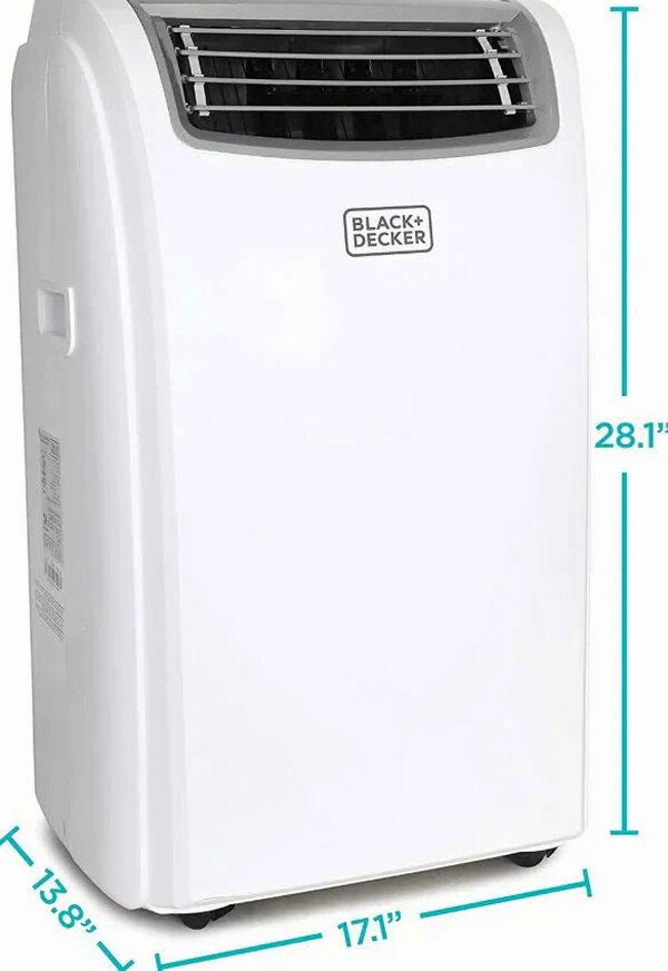 BLACK+DECKER 14,000 BTU Portable Air Conditioner With Heat And Remote Control, White