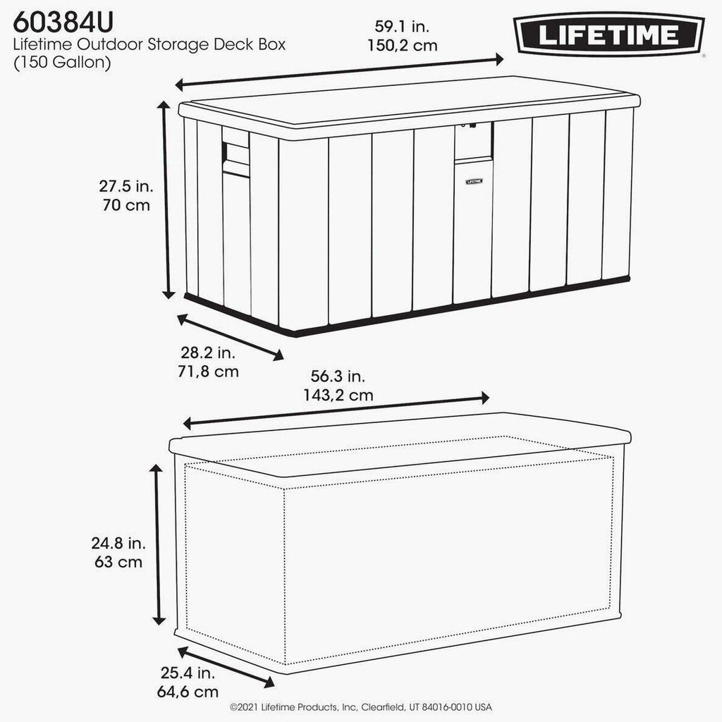 Lifetime Modern Outdoor Storage Deck Box 568 Litre Grey - 60384U