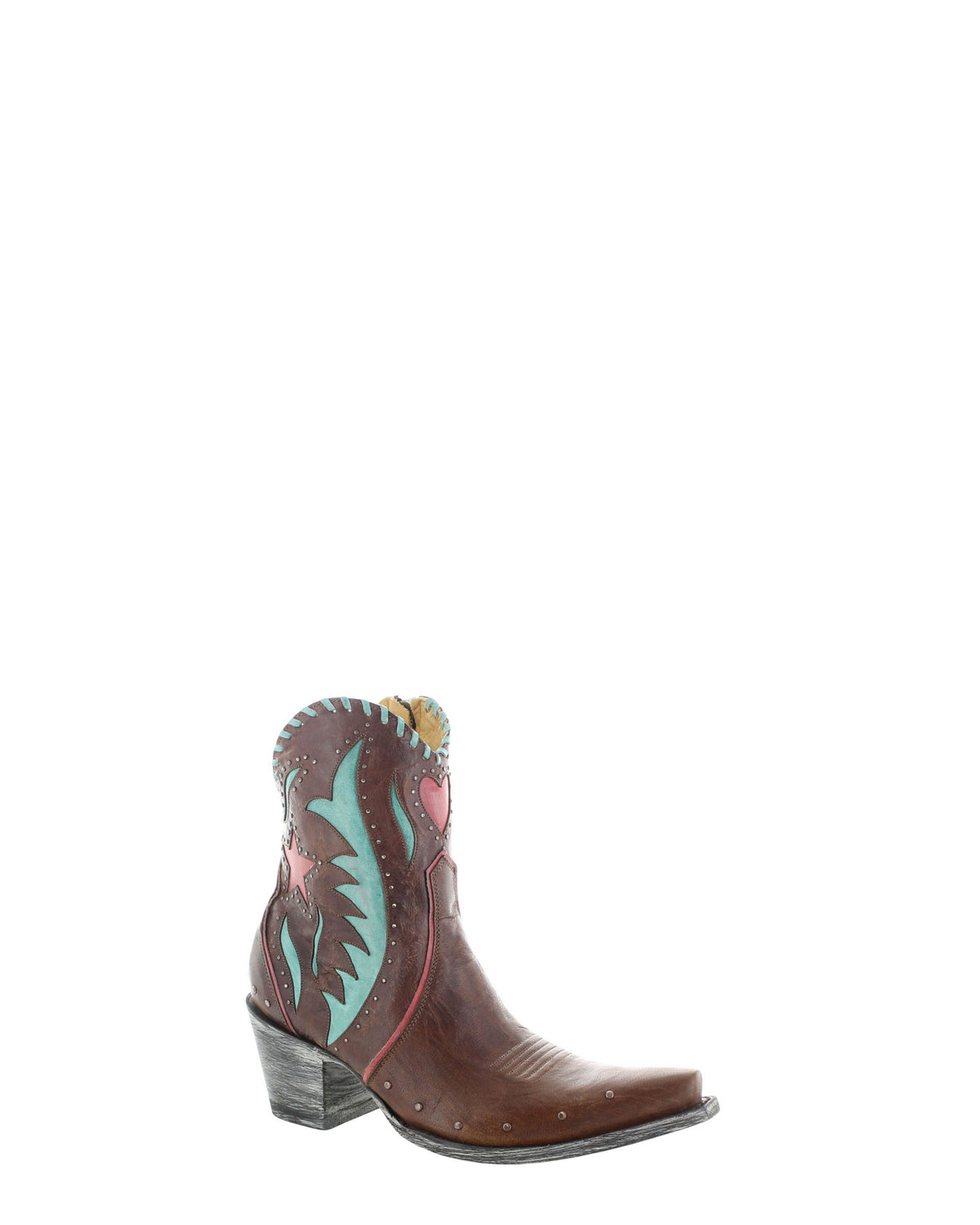 Women's Studded Embroidered Cowgirl Booties - Aqua/Brass - view 3