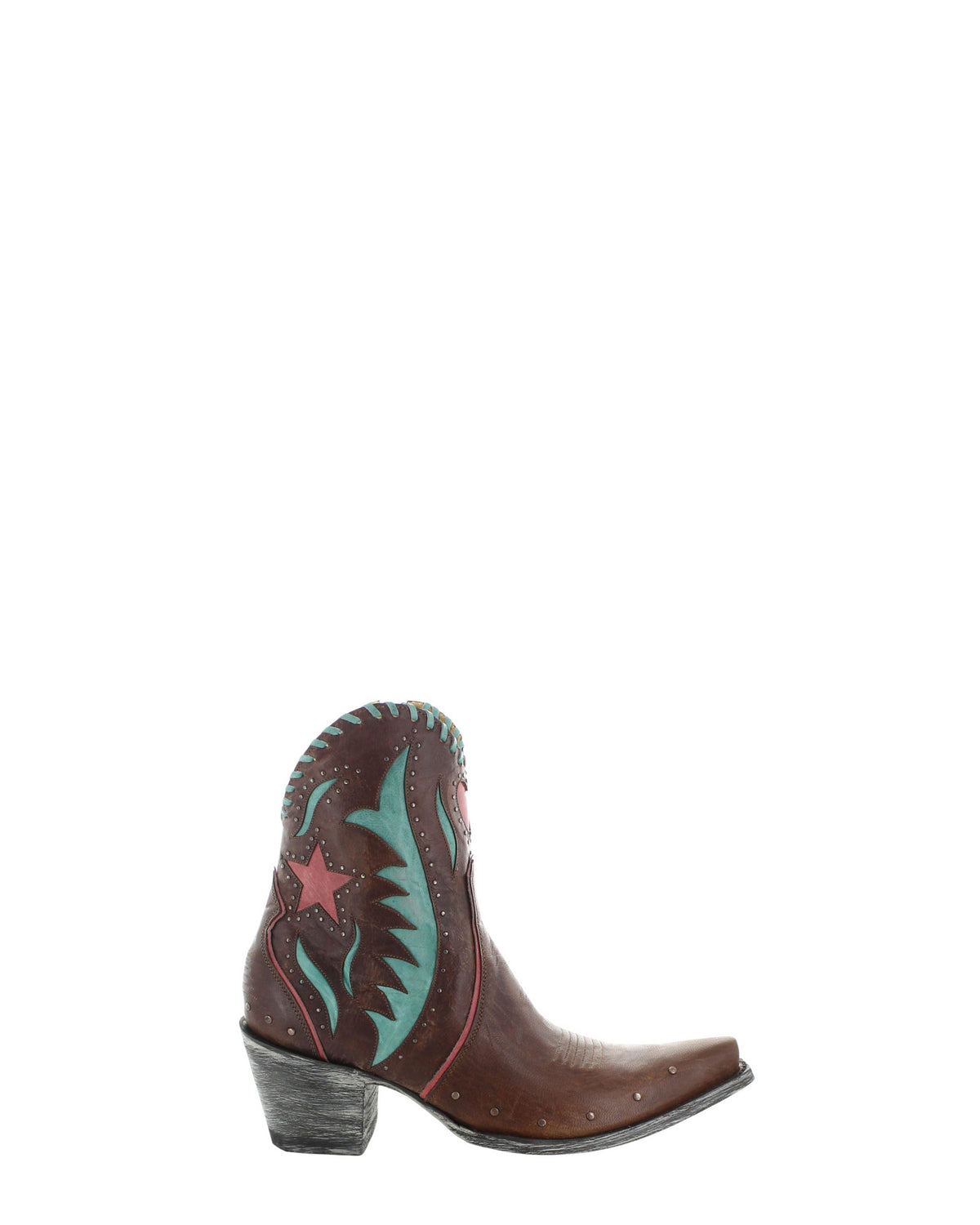 Women's Studded Embroidered Cowgirl Booties - Aqua/Brass - view 2