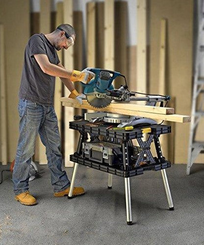 Keter Folding Work Table With 2 12 Inch Clamps, Black/Yellow - 17182239