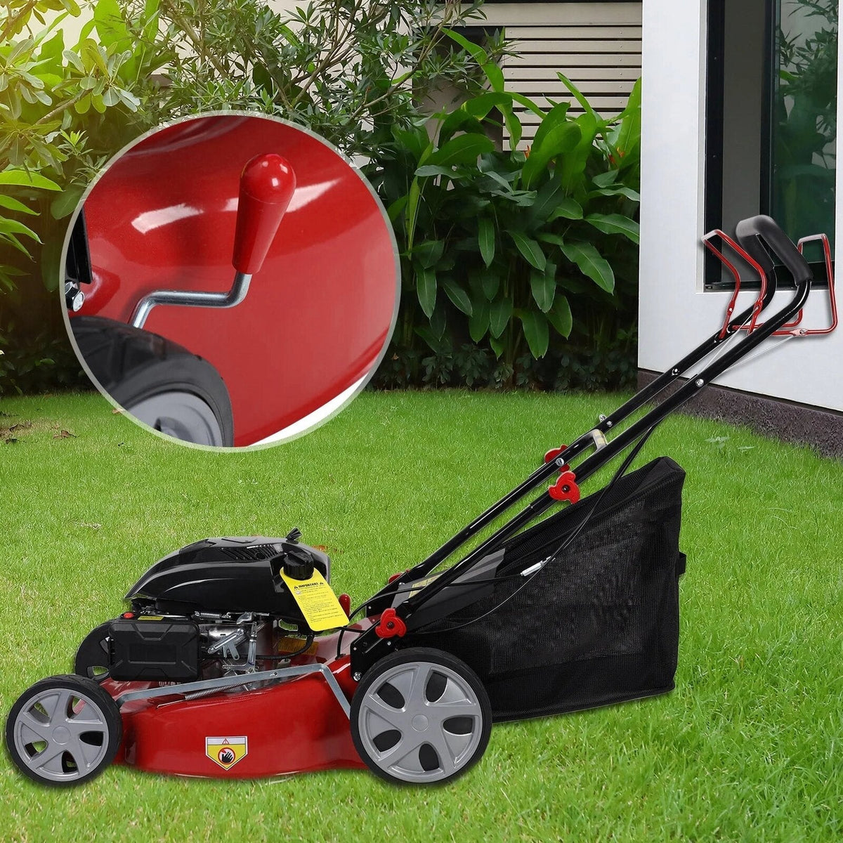 Self-Propelled Gas Push Lawn Mower, 141cc 4-Stroke Engine, 20 Inch Blade, 50L Grass Tank