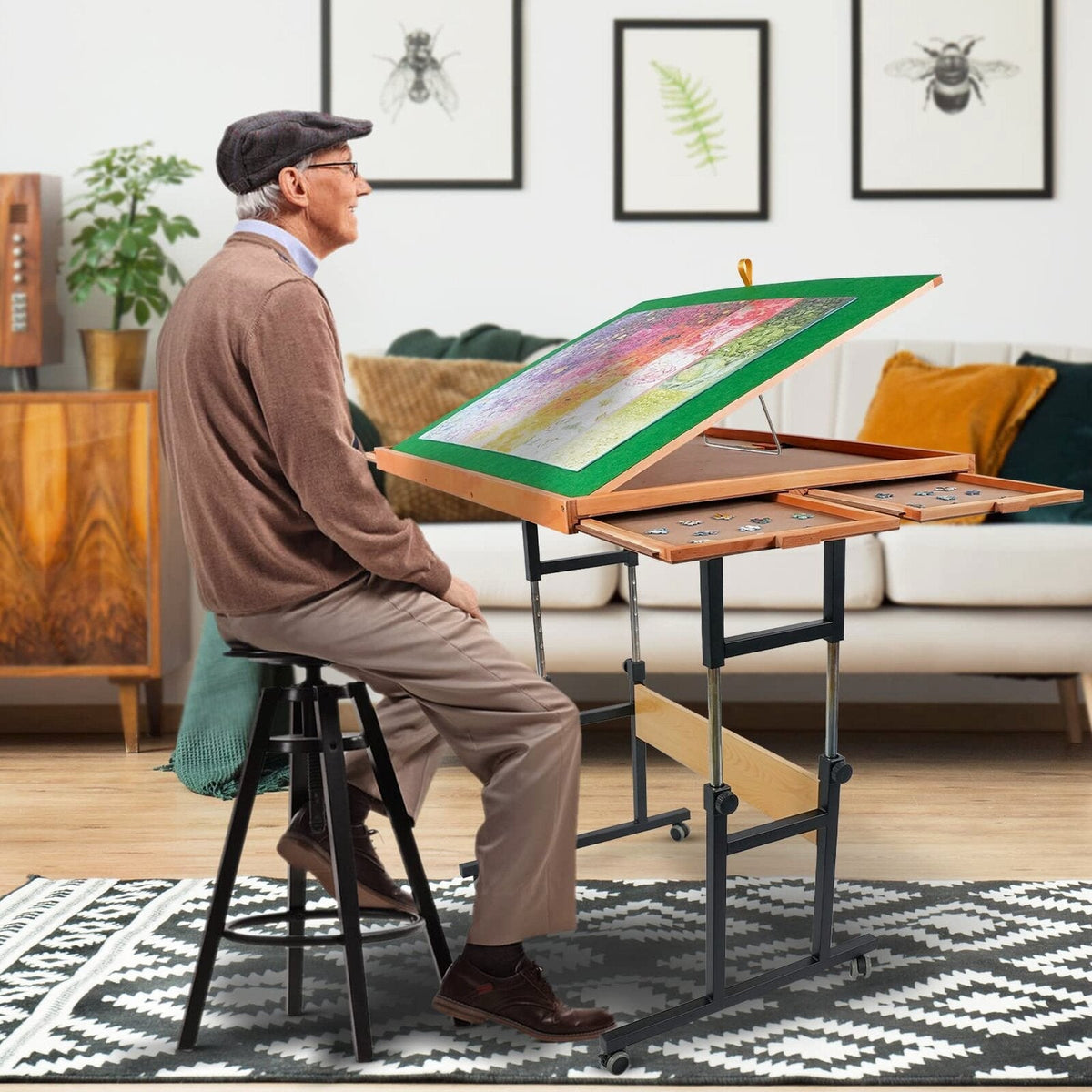 ALL4JIG Adjustable Tilting Puzzle Table With 4 Drawers And Cover - 3 Angles