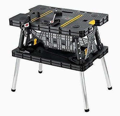 Keter Folding Work Table With 2 12 Inch Clamps, Black/Yellow - 17182239