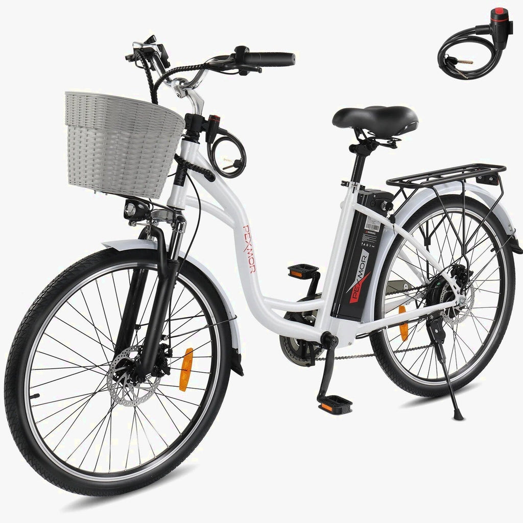 PEXMOR Adult City Commuter Electric Bike 350W Peak 500W 36V 12.5AH 26in Shimano 6-Speed