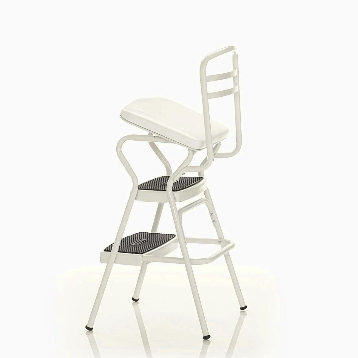 COSCO Stylaire Retro Chair And Step Stool With Flip-Up Seat - White, One Pack