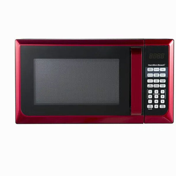 Hamilton Beach Microwave Oven 0.9 Cu. Ft., 900W, Red Stainless Steel
