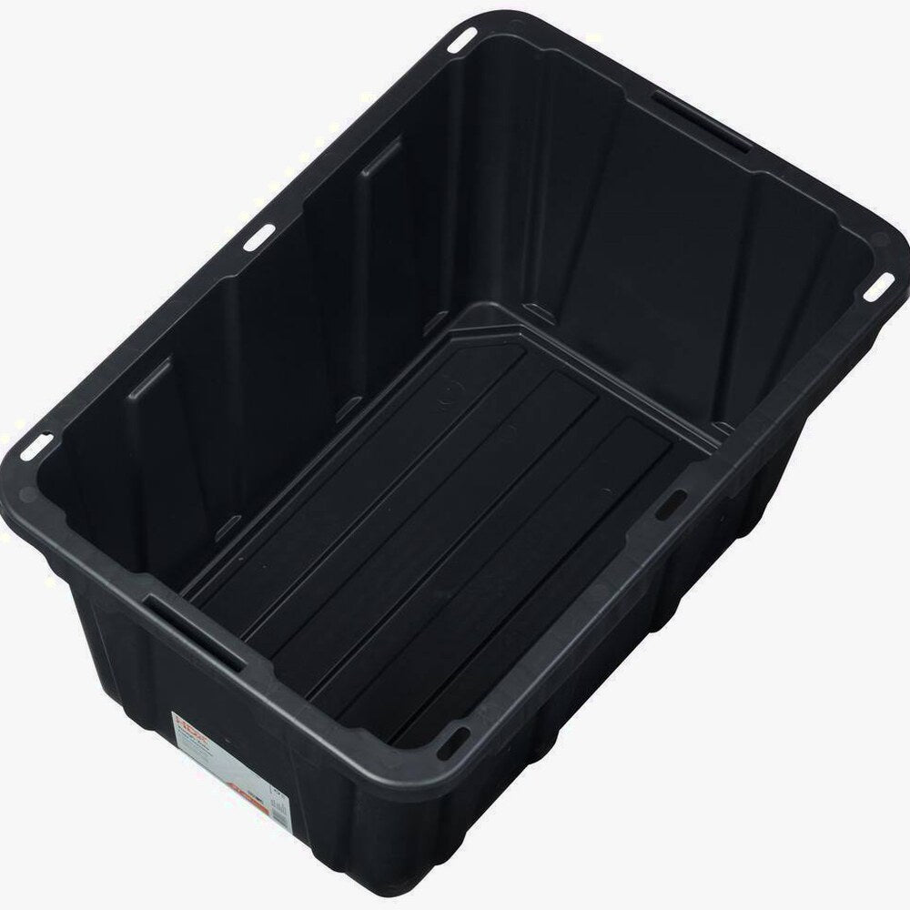 HDX 27-Gallon Black Stackable Waterproof Storage Tote With Yellow Lid - 5-Pack