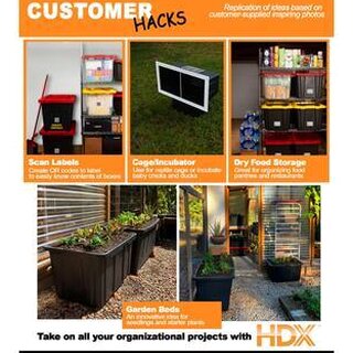 HDX 27-Gallon Black Stackable Waterproof Storage Tote With Yellow Lid - 5-Pack