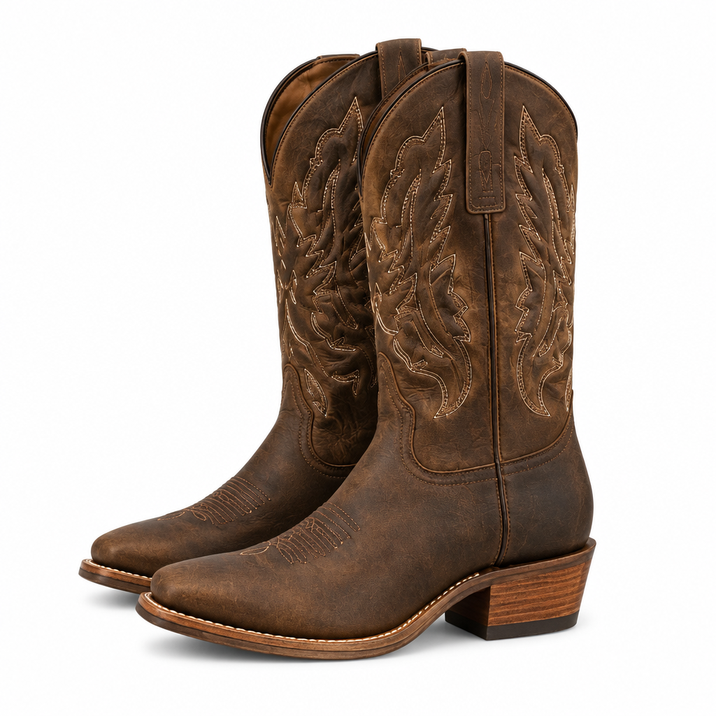 Brown Square Toe Cowboy Boots