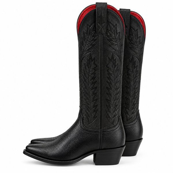 Black Knee-High Cowgirl Boots