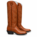 Tall Tan Leather Riding Cowboy Boots