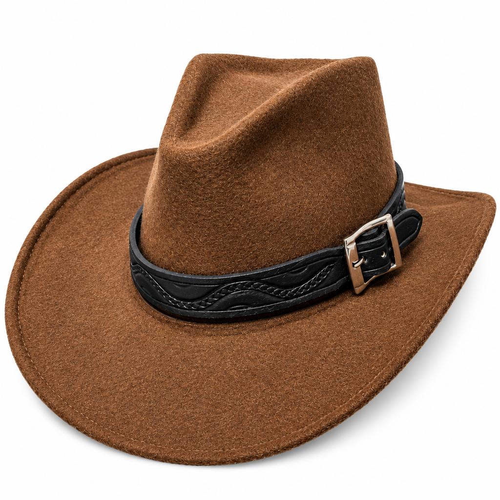 Brown Wool Felt Gunslinger Hat