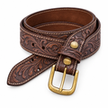 Hand Carved Floral Leather Belt