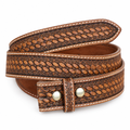 Basketweave Tooled Leather Belt