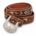 Southwestern Beaded Leather Belt