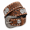 Cards and Dice Tooled Leather Belt