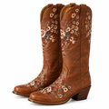 Floral Embroidered Knee High Cowgirl Boots