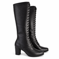 Lace-Up Leather Heeled Cowgirl Boots