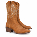 Square Toe Cowgirl Boots with Cream Stitching