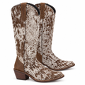 Hair-On Cowhide Tall Cowboy Boots