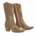 Suede Suzani Mid Calf Cowboy Boots