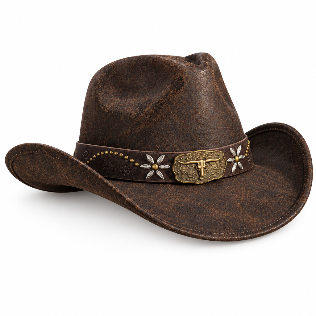 Brown Suede Curved Brim Cowboy Hat