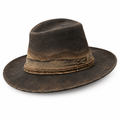 Weathered Leather Wide Brim Western Hat