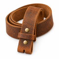 Brown Buffalo Leather Snap Belt 1.5 Inch