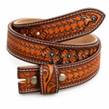 Embossed Basketweave Western Belt Strap