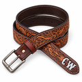 Hand Tooled Sheridan Floral Belt with Initials