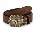 Longhorn Buckle Tooled Western Belt