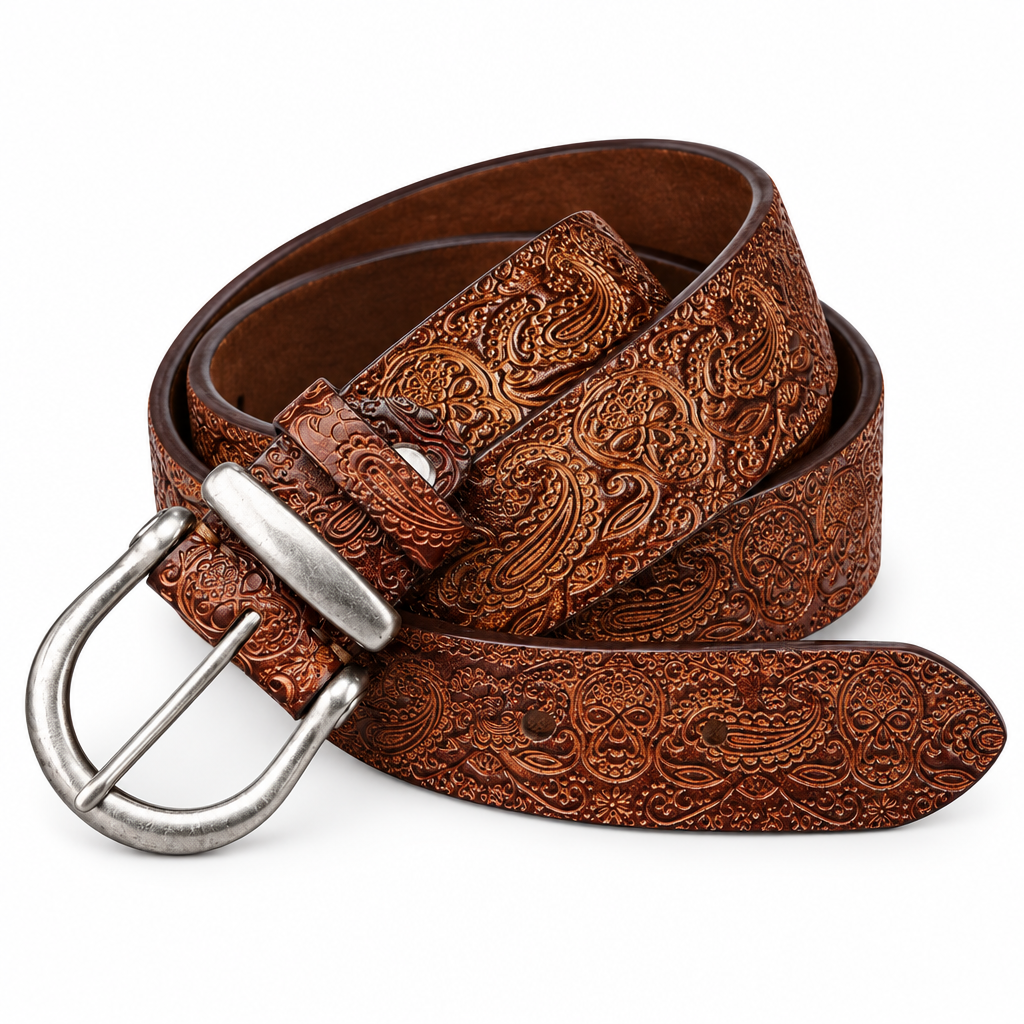 Hand Tooled Cowhide Belt