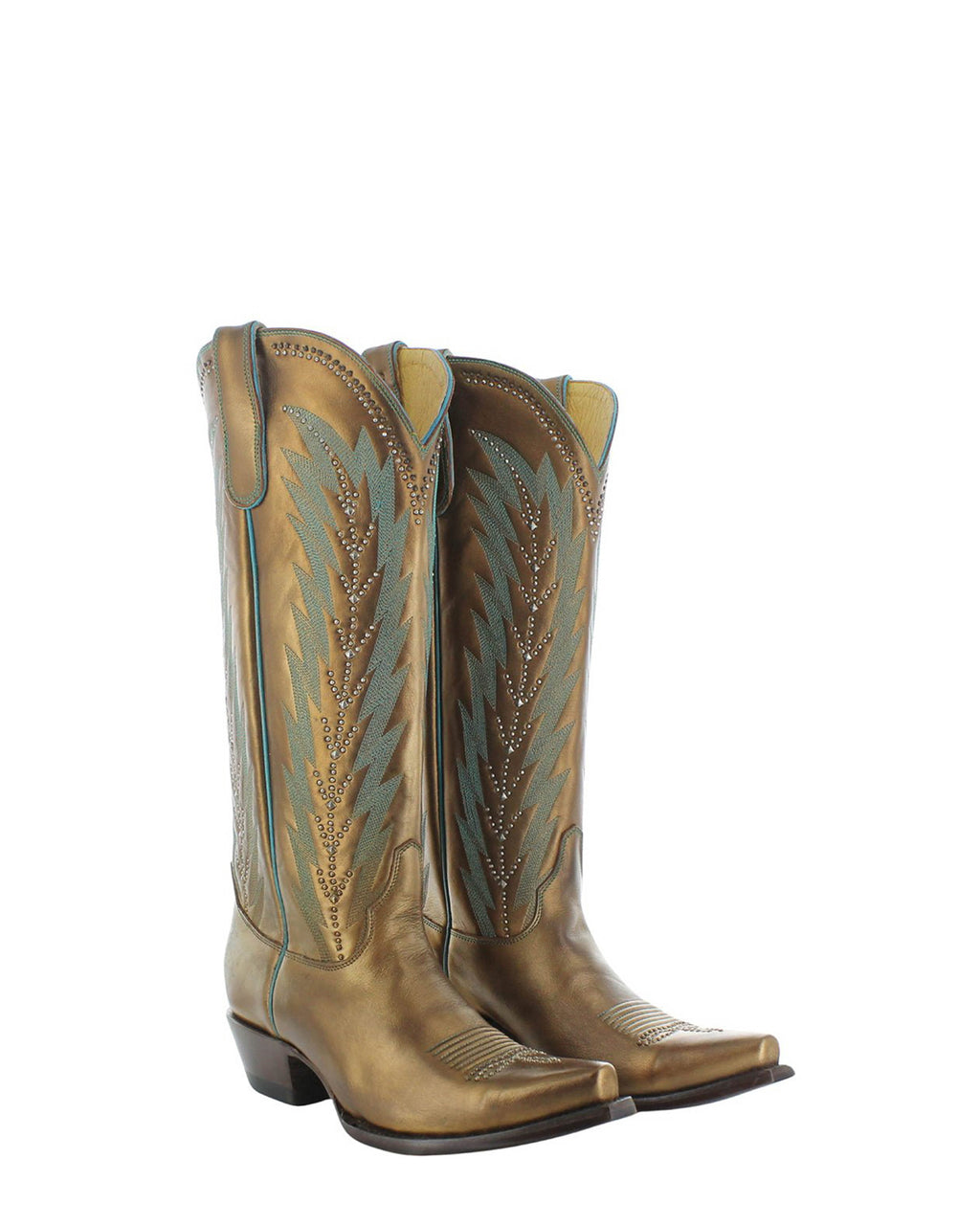 Women's Studded Embroidered Tall Cowgirl Boots - Copper