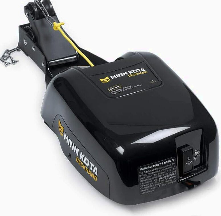 Minn Kota Deckhand 40 Electric Anchor Winch - 40 lb Capacity, 100 ft Nylon Rope, Horizontal Davit