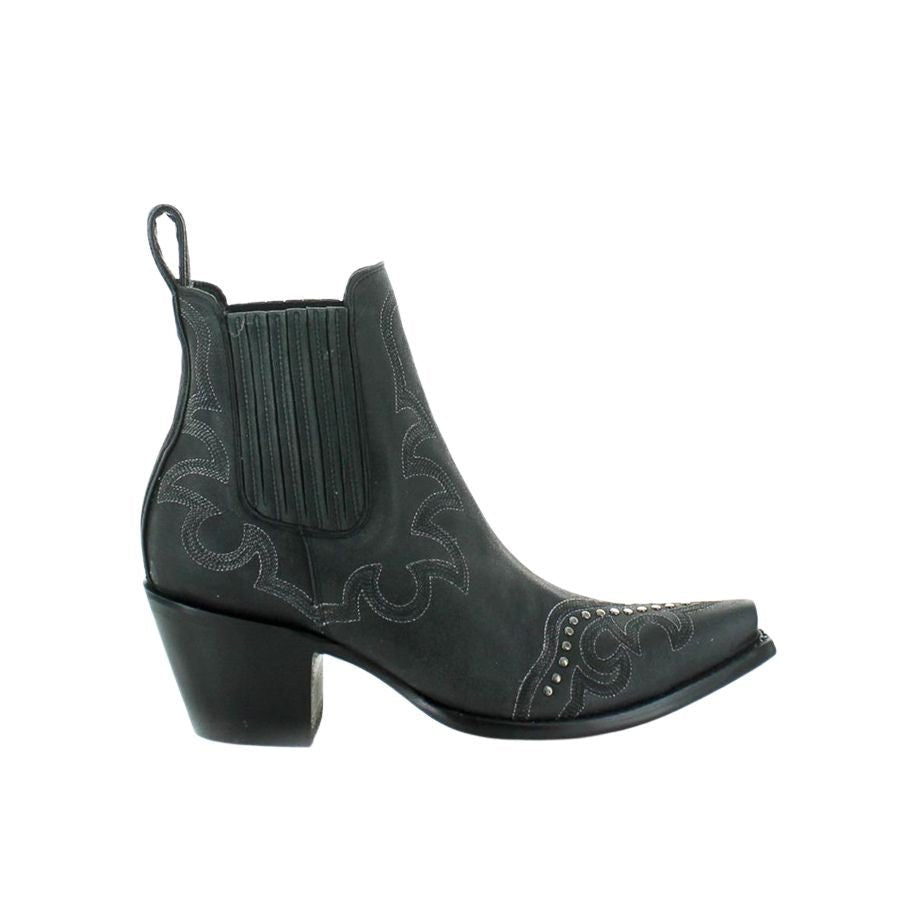 Women's Studded Embroidered Cowgirl Booties - Metallic Black - view 2