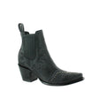Women's Studded Embroidered Cowgirl Booties - Metallic Black